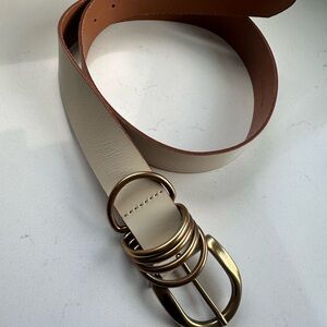 Anthropologie Cream Belt with Gold Rings